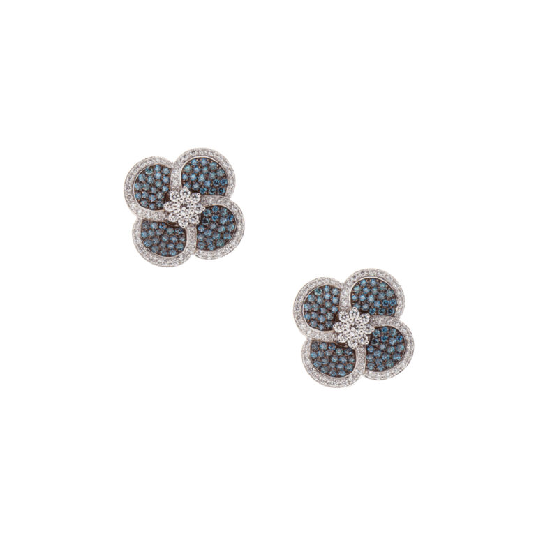 Volcanic Flower Medium Earrings – White Gold – Poniros e-shop